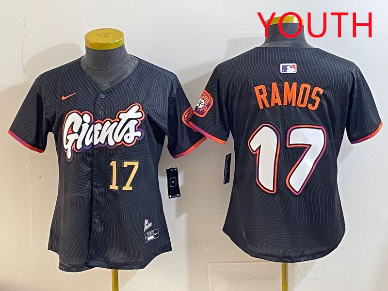Youth San Francisco Giants #17 Ramos Black Joint Name 2025 Nike MLB Jersey style 4->youth mlb jersey->Youth Jersey